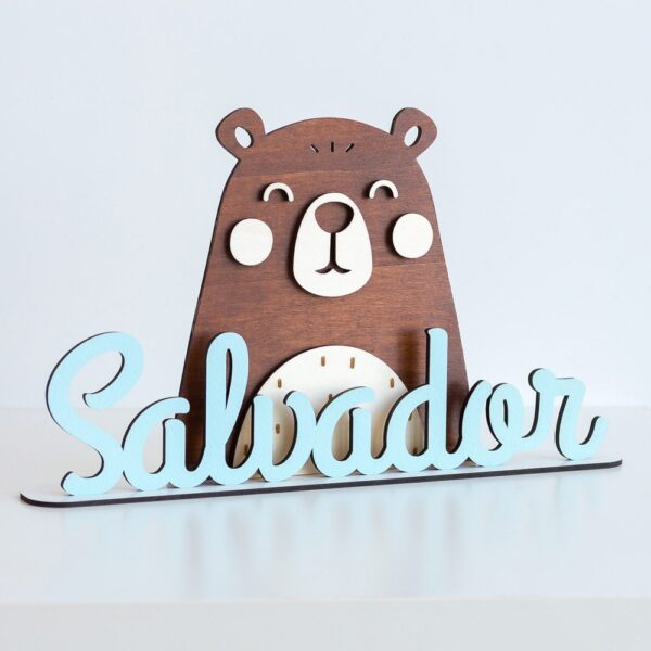 Placa Urso em Azul